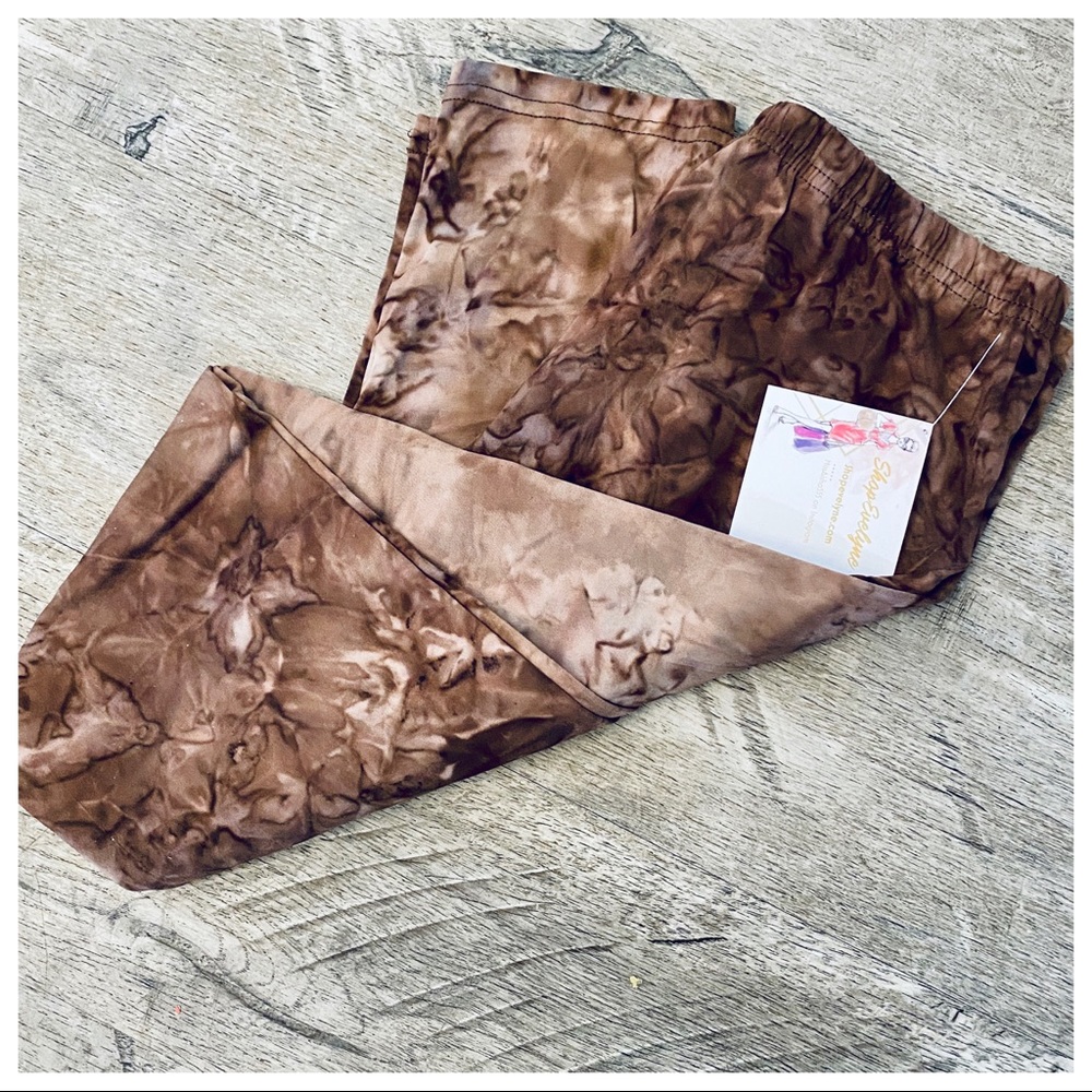 Brown tie dye brushed full length leggings - Picture 2 of 11